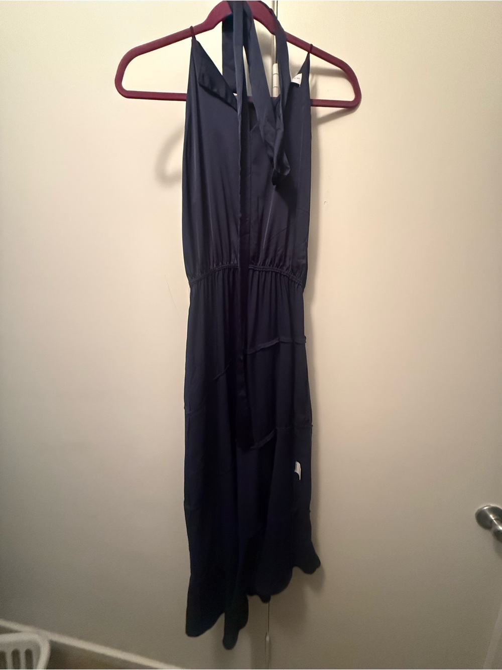 Petal & Pup Navy Halter Maxi Dress with Tie Neck